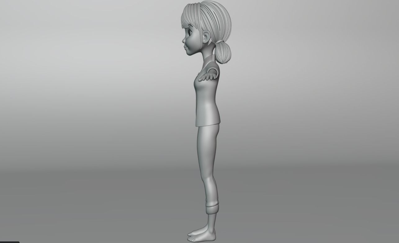 Cartoon Girl Low-poly 3D model_15