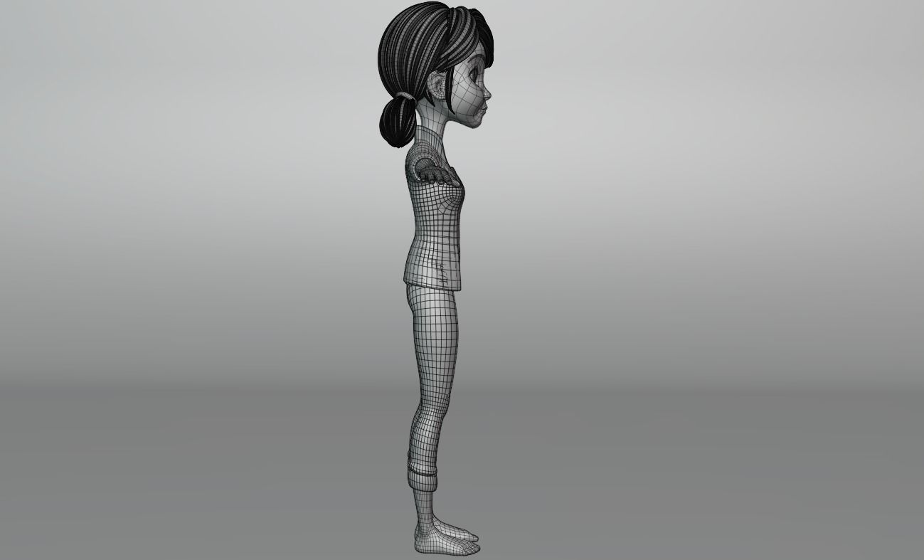 Cartoon Girl Low-poly 3D model_12