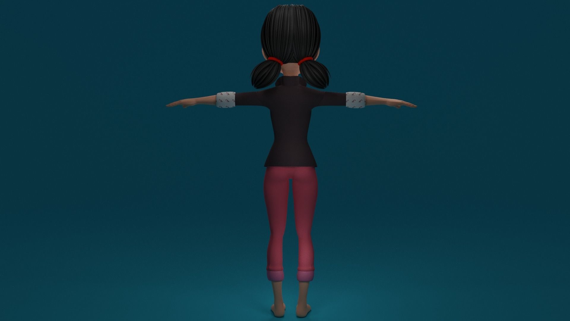 Cartoon Girl Low-poly 3D model_7