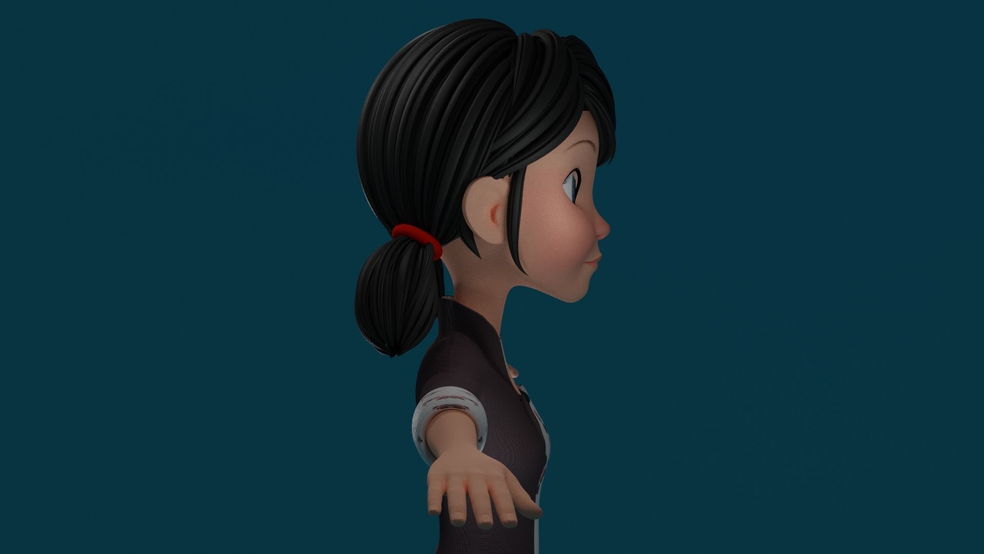Cartoon Girl Low-poly 3D model_4