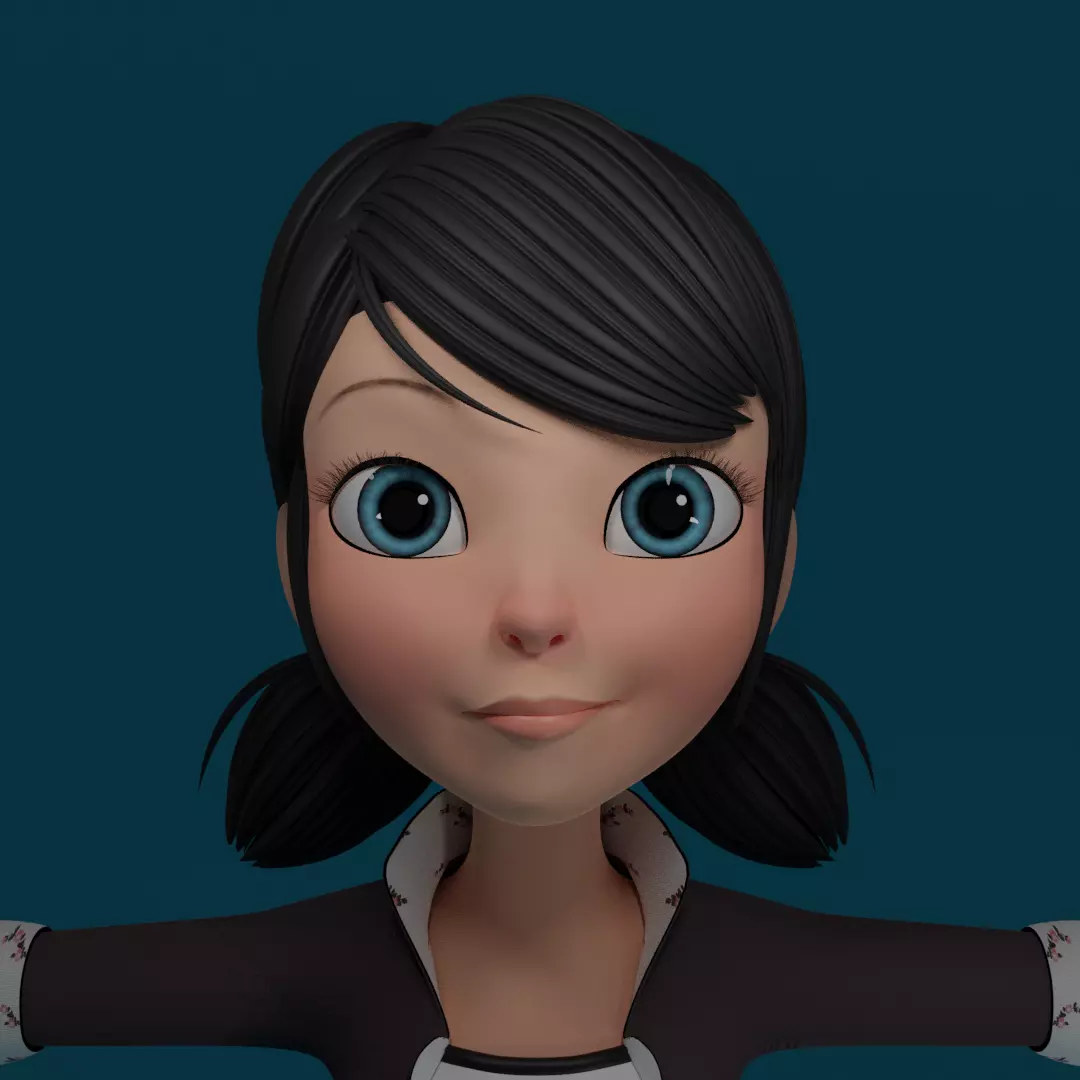 Cartoon Girl Low-poly 3D model_0