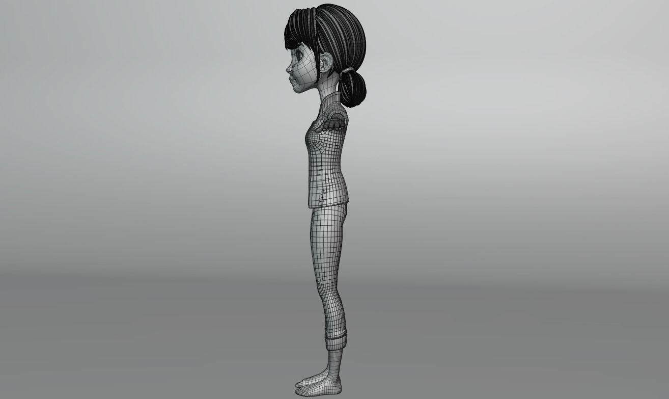 Cartoon Girl Low-poly 3D model_10