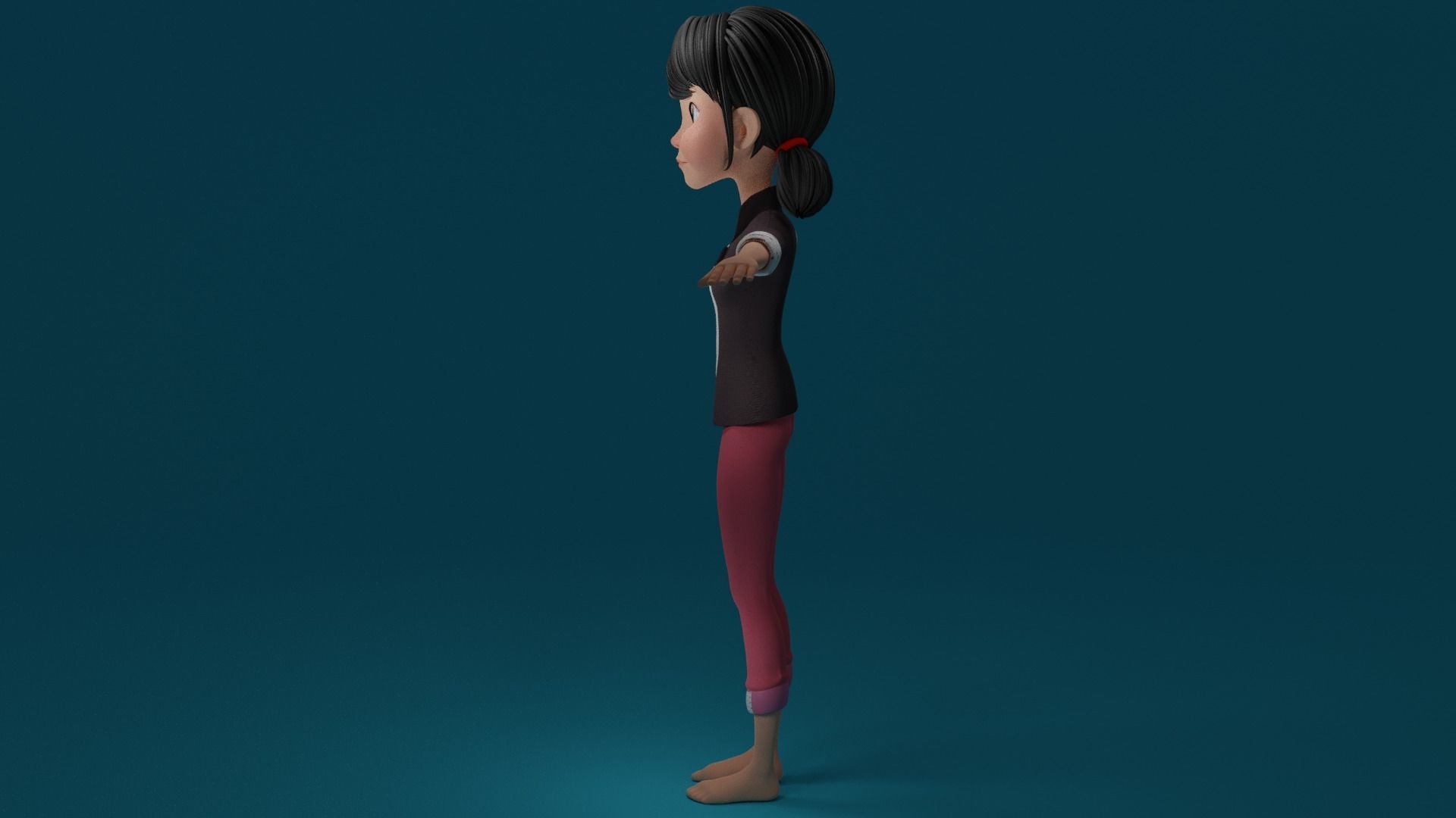 Cartoon Girl Low-poly 3D model_6