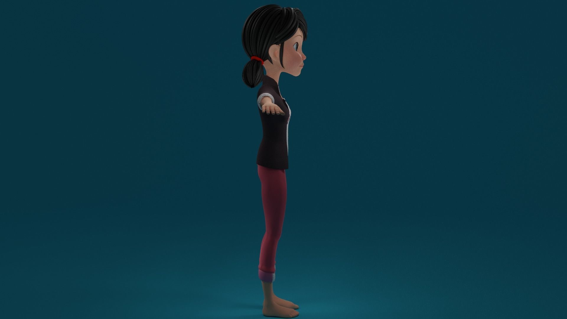 Cartoon Girl Low-poly 3D model_8
