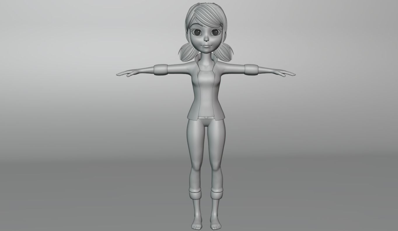 Cartoon Girl Low-poly 3D model_14