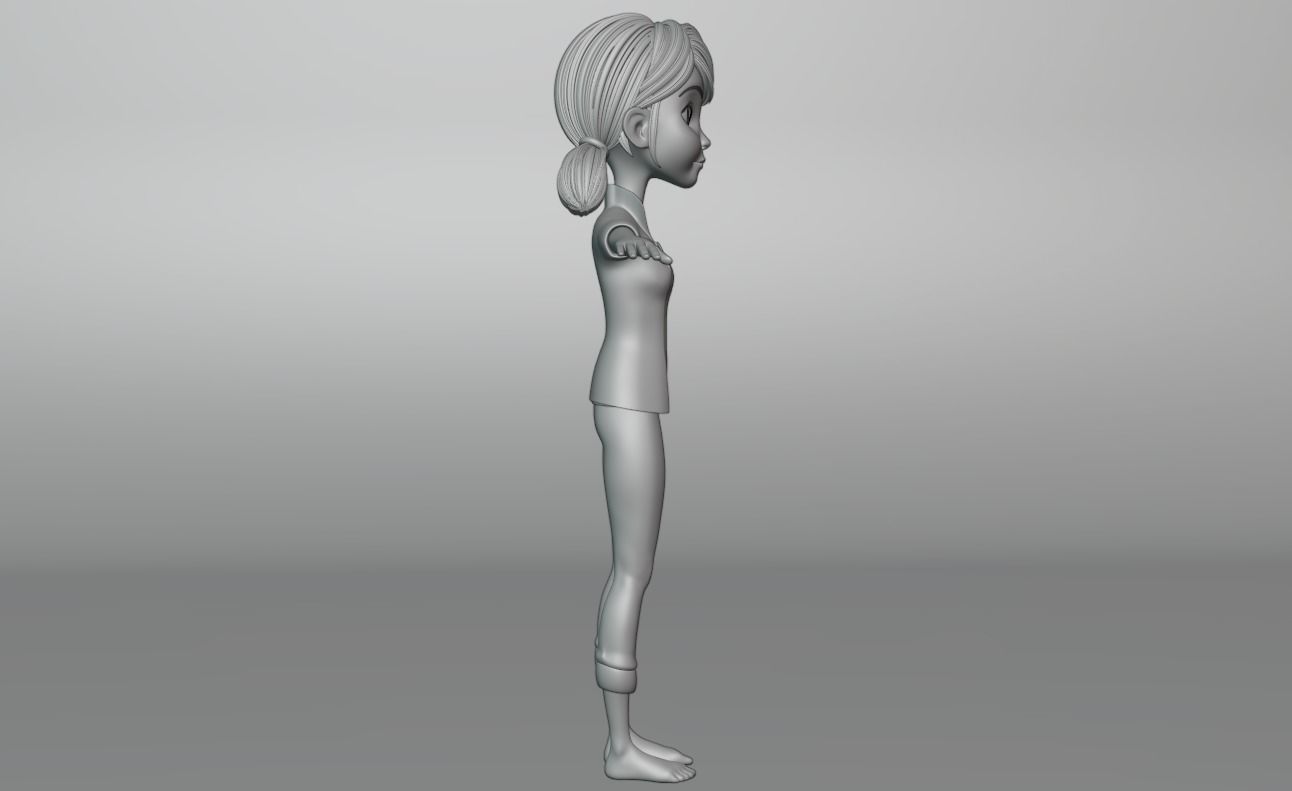 Cartoon Girl Low-poly 3D model_17