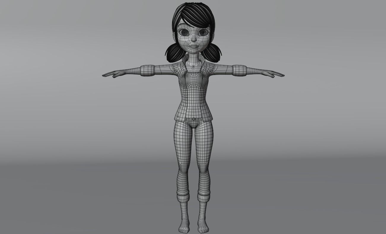 Cartoon Girl Low-poly 3D model_9