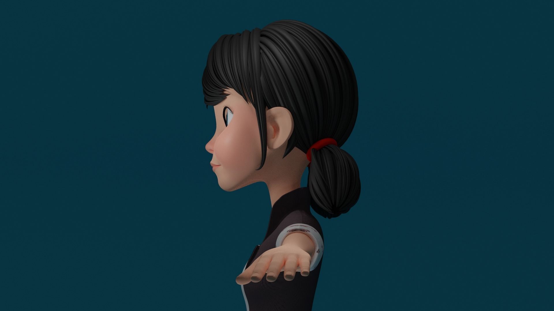 Cartoon Girl Low-poly 3D model_2