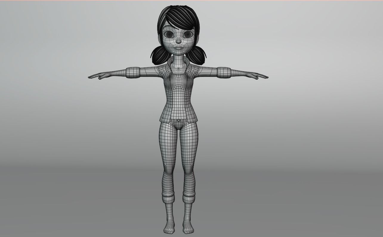 Cartoon Girl Low-poly 3D model_13