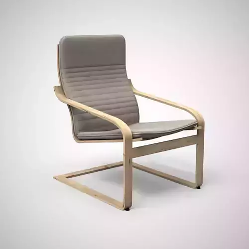POANG armchair birch veneer light beige