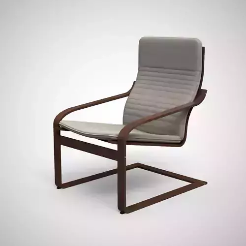 POANG armchair walnut light beige