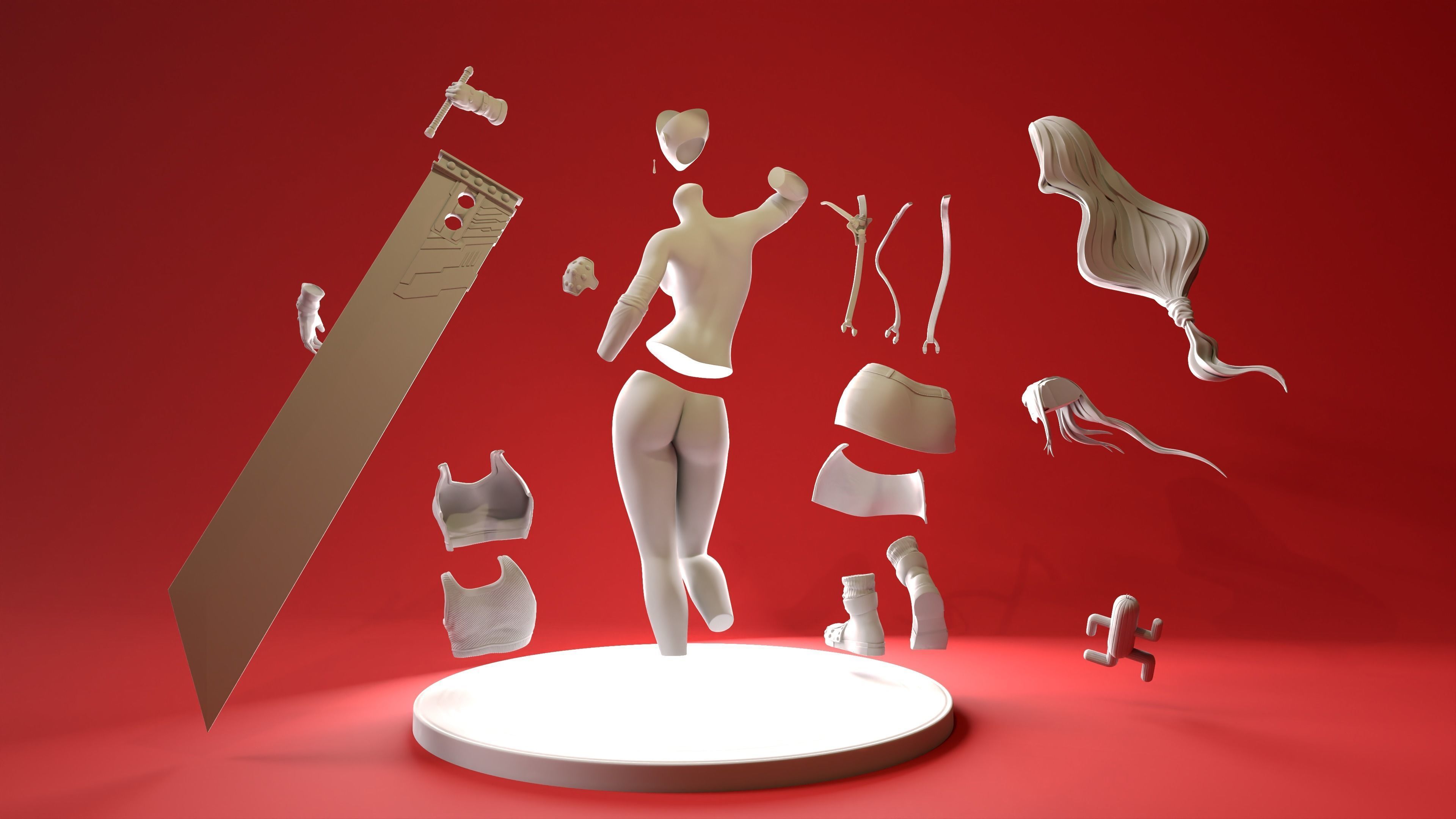 Tifa Lockhart - Final Fantasy VII Remake Original statue 3D print model_11