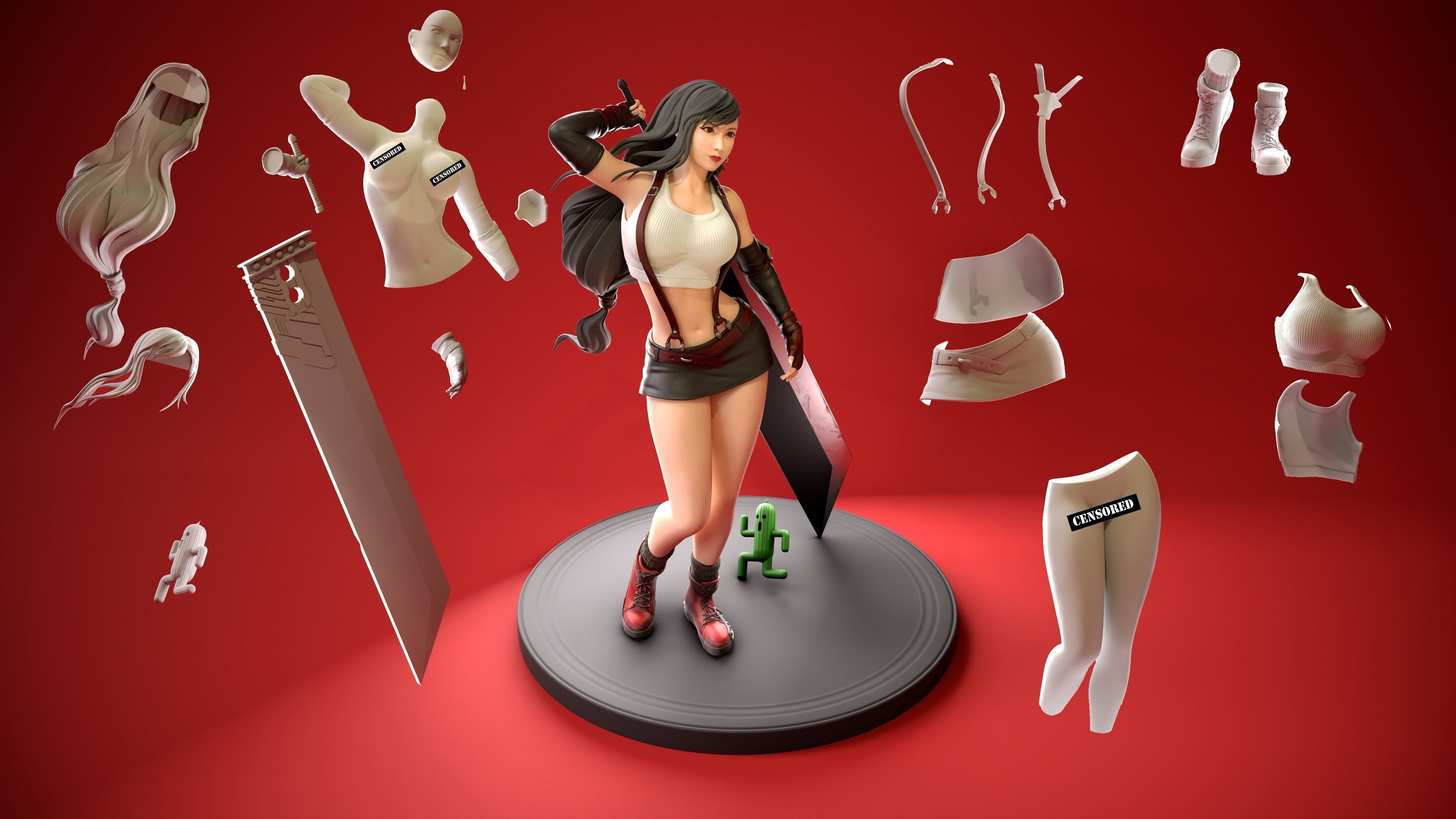 Tifa Lockhart - Final Fantasy VII Remake Original statue 3D print model_1