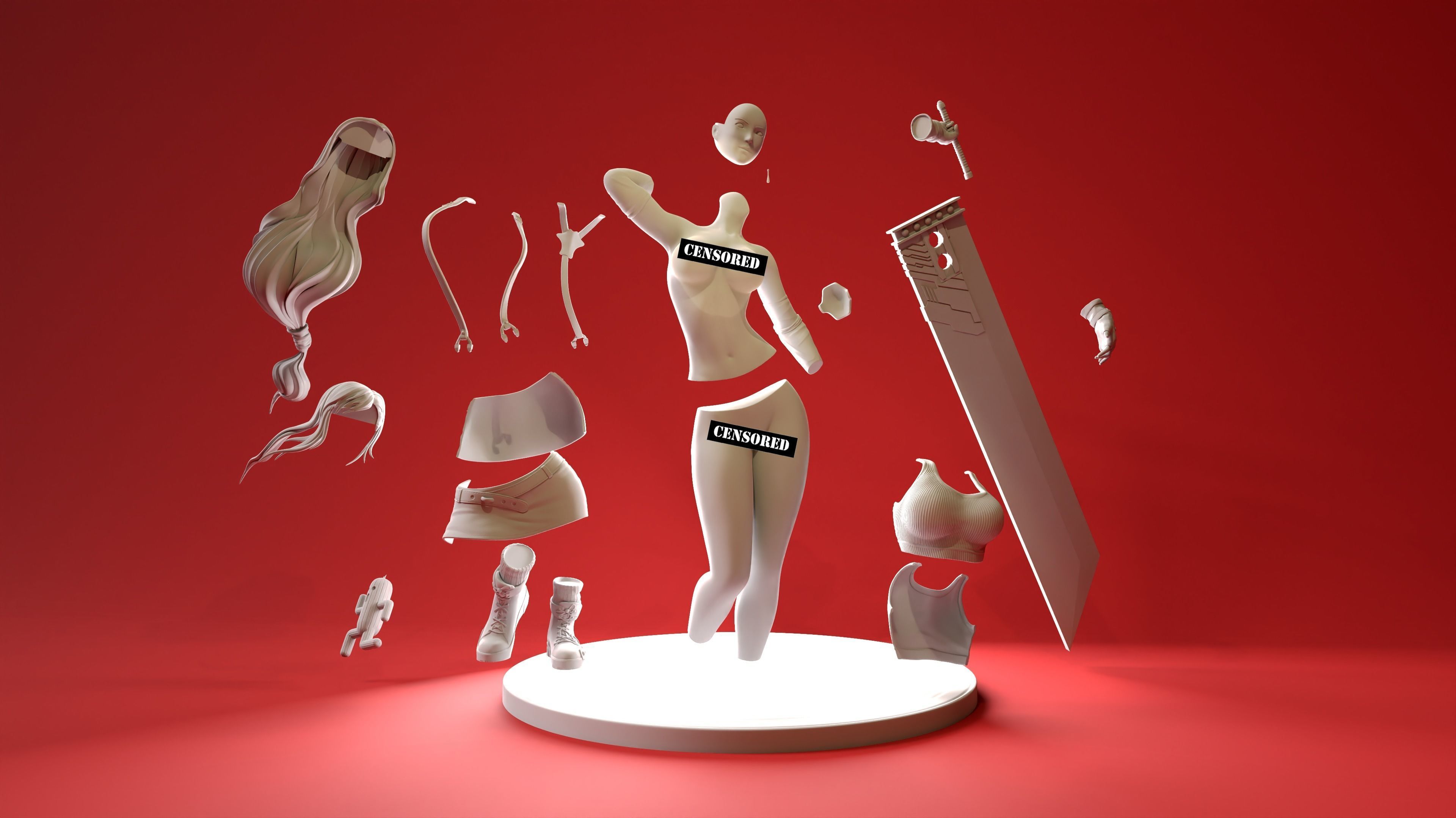 Tifa Lockhart - Final Fantasy VII Remake Original statue 3D print model_4