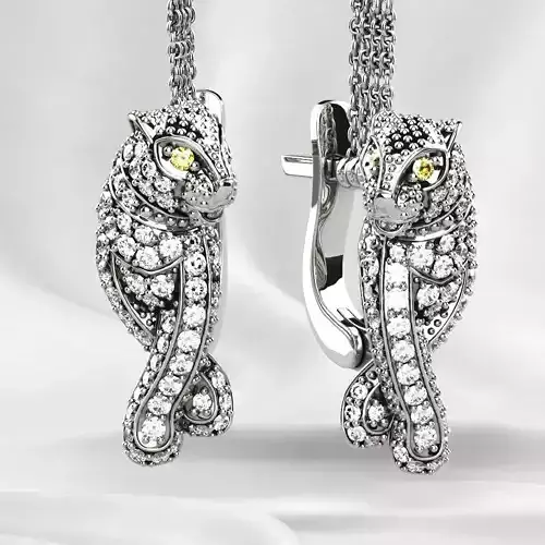 Panther Gold Earrings 3D print model