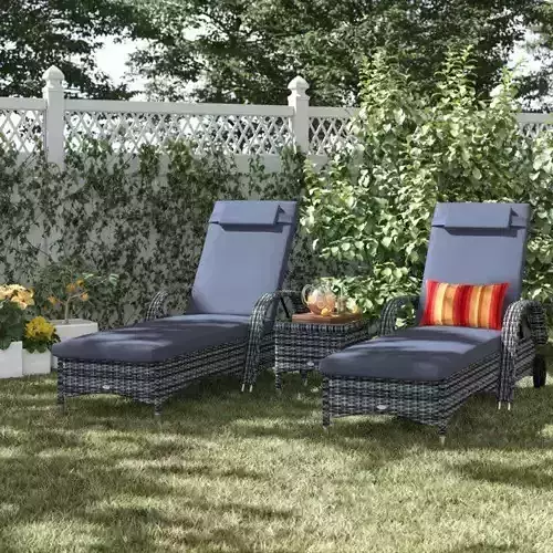 Berkhamsted Lounger Pinic Beach Outside Table Set - 3 colour