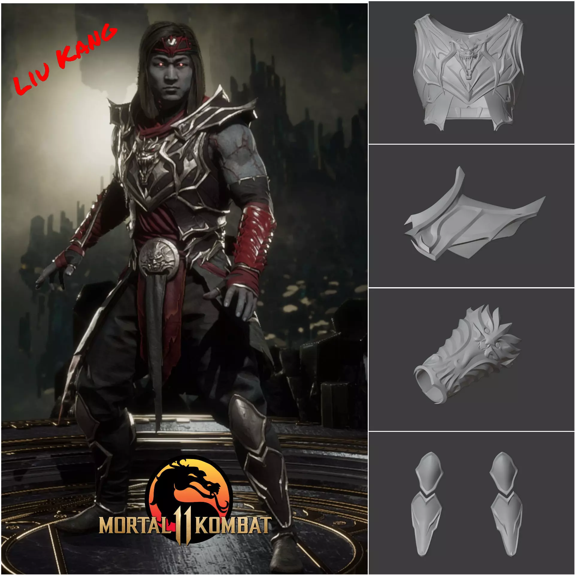 Liu Kang armor set from Mortal Kombat 11 - Hidden Wrath 3D print model_0
