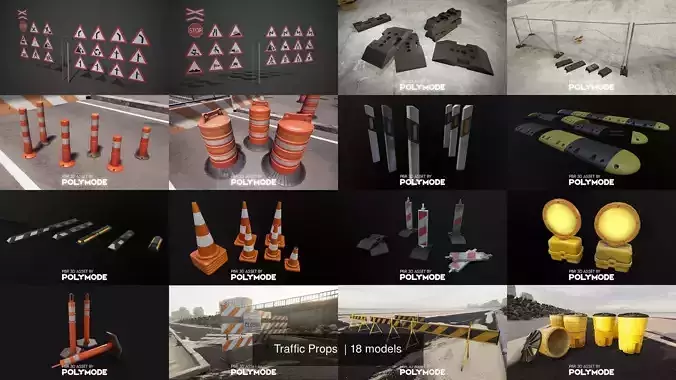 Traffic Props  3D Model Collection