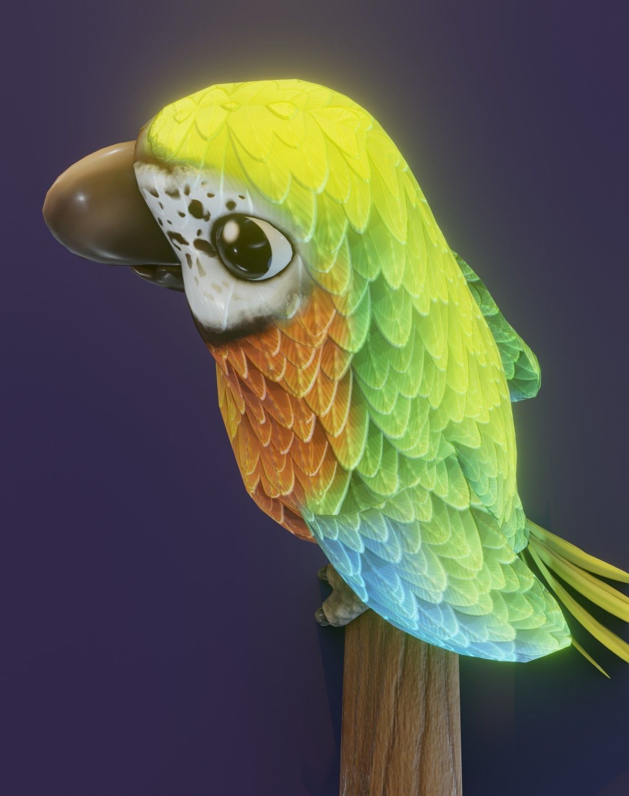 Cartoon Ara Parrot Blue-Yellow-Green 3D Model Low-poly 3D model_20