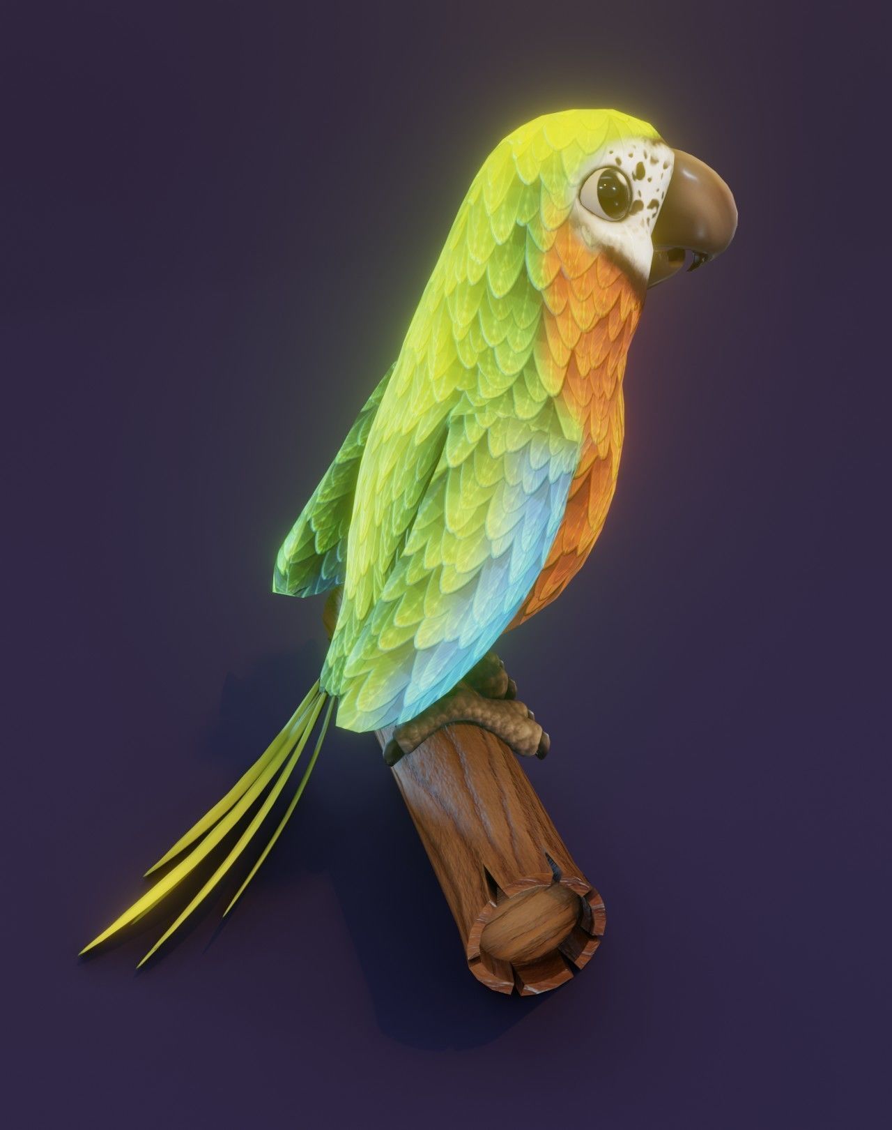 Cartoon Ara Parrot Blue-Yellow-Green 3D Model Low-poly 3D model_10