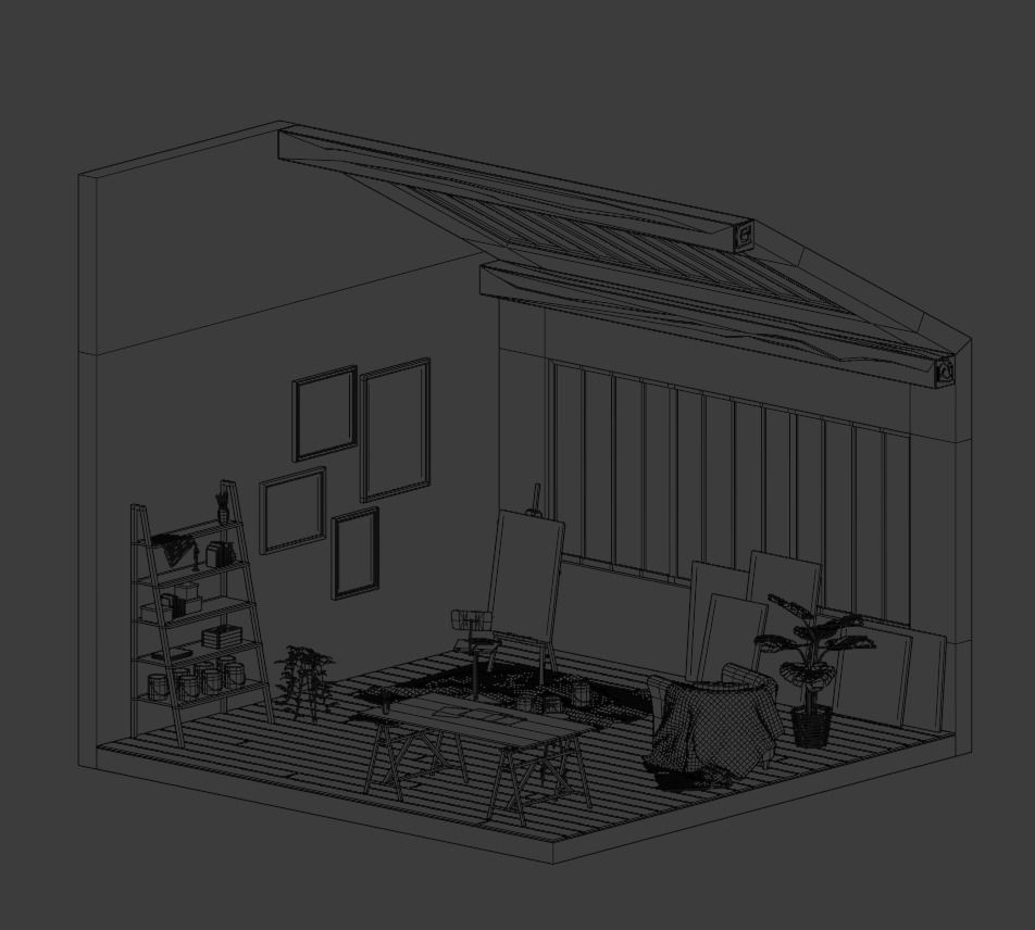 Artist s studio Low-poly 3D model_2