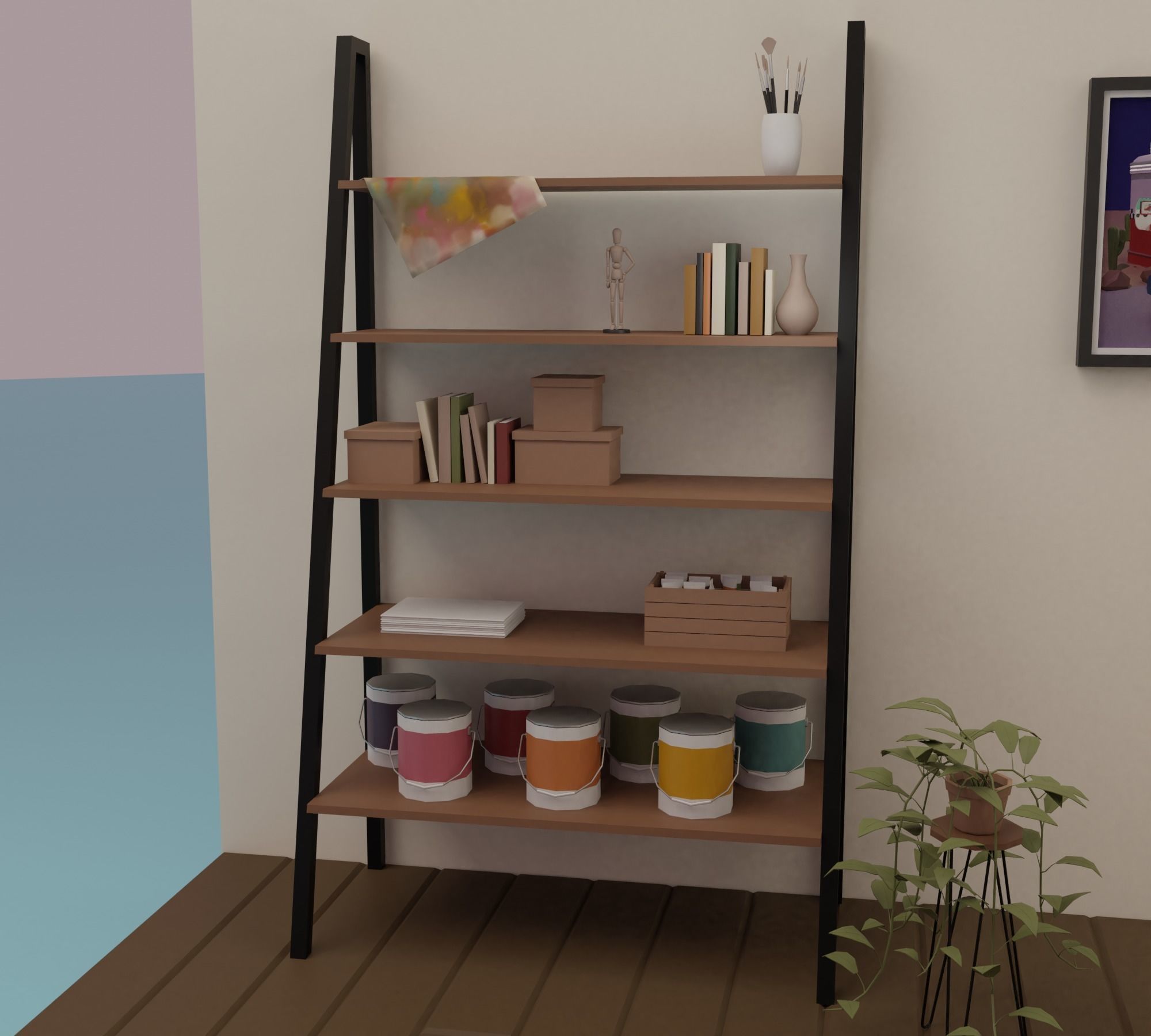 Artist s studio Low-poly 3D model_3