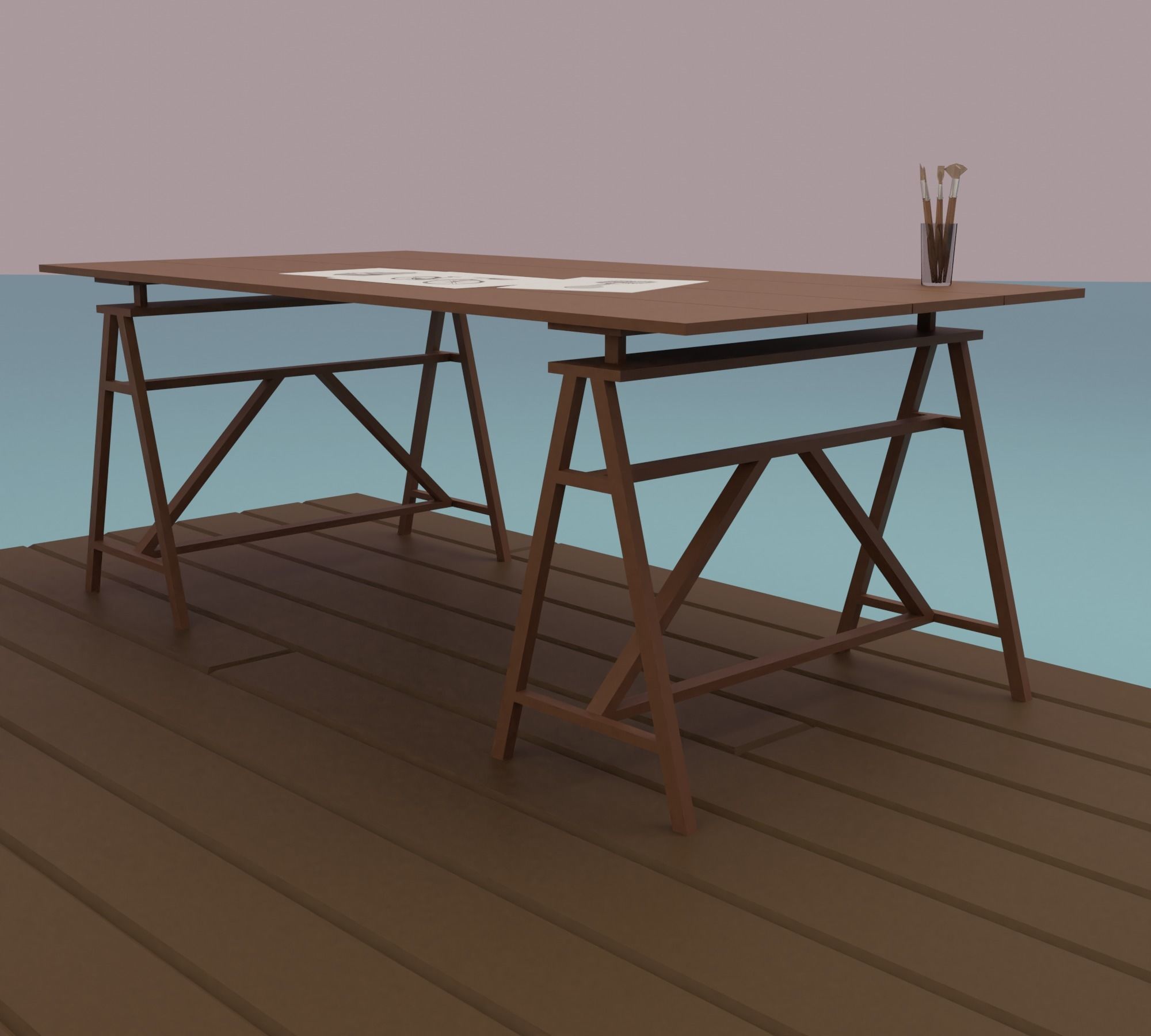 Artist s studio Low-poly 3D model_14