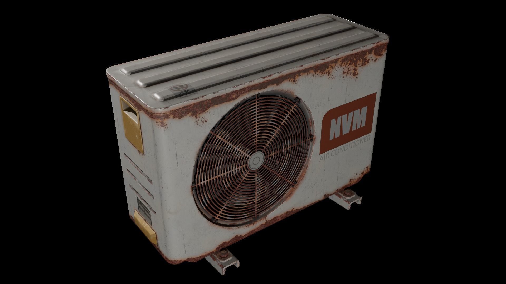 Air Conditioner Unit Rusty Low-poly 3D model_11