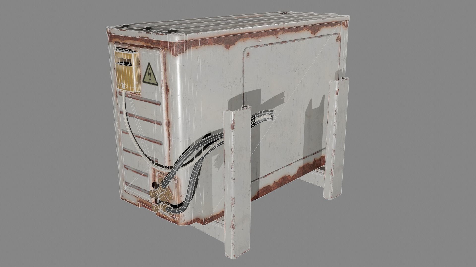 Air Conditioner Unit Rusty Low-poly 3D model_15