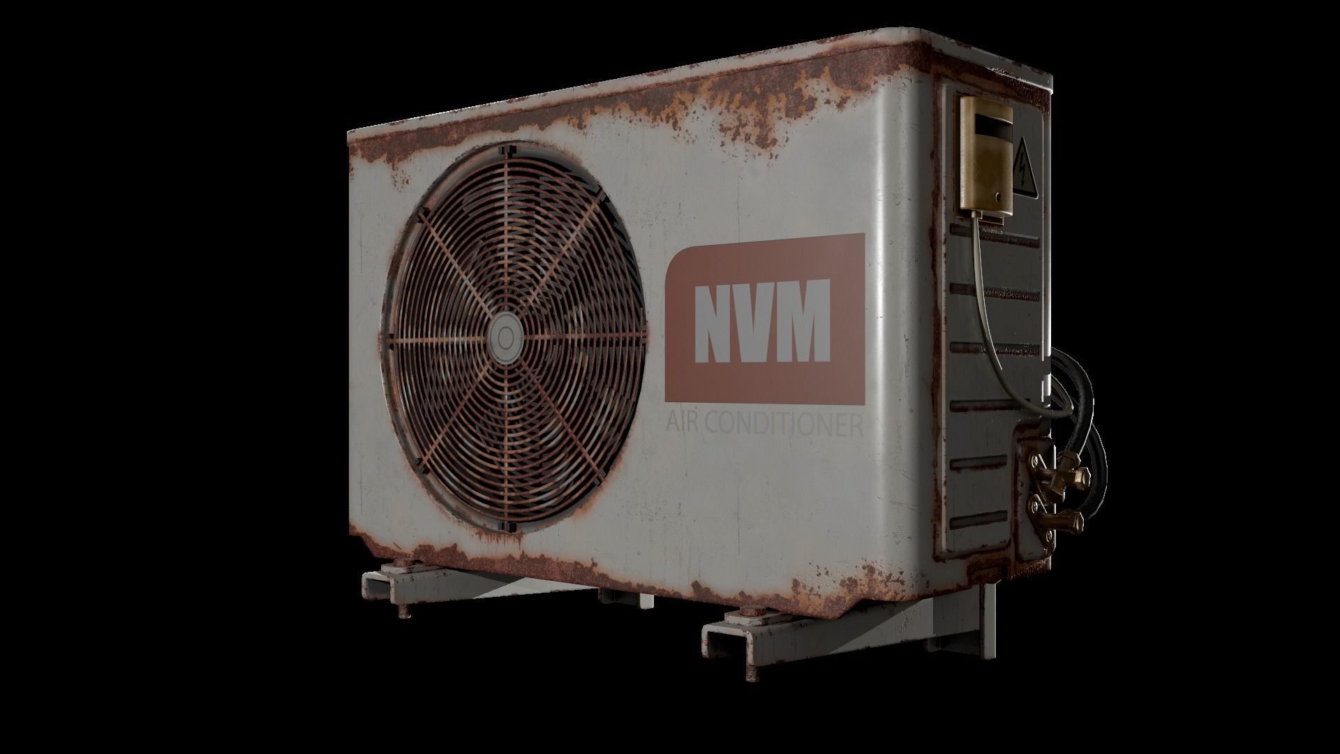 Air Conditioner Unit Rusty Low-poly 3D model_5