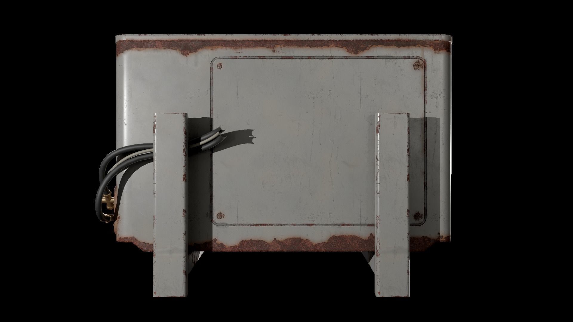 Air Conditioner Unit Rusty Low-poly 3D model_4