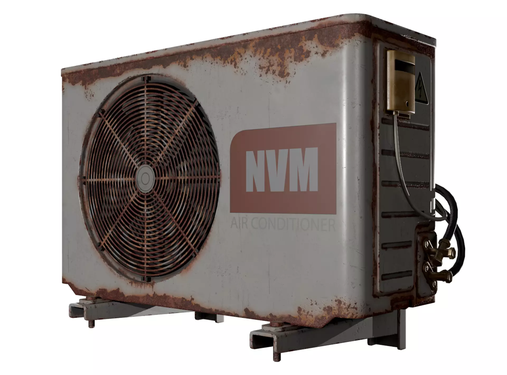 Air Conditioner Unit Rusty Low-poly 3D model_0
