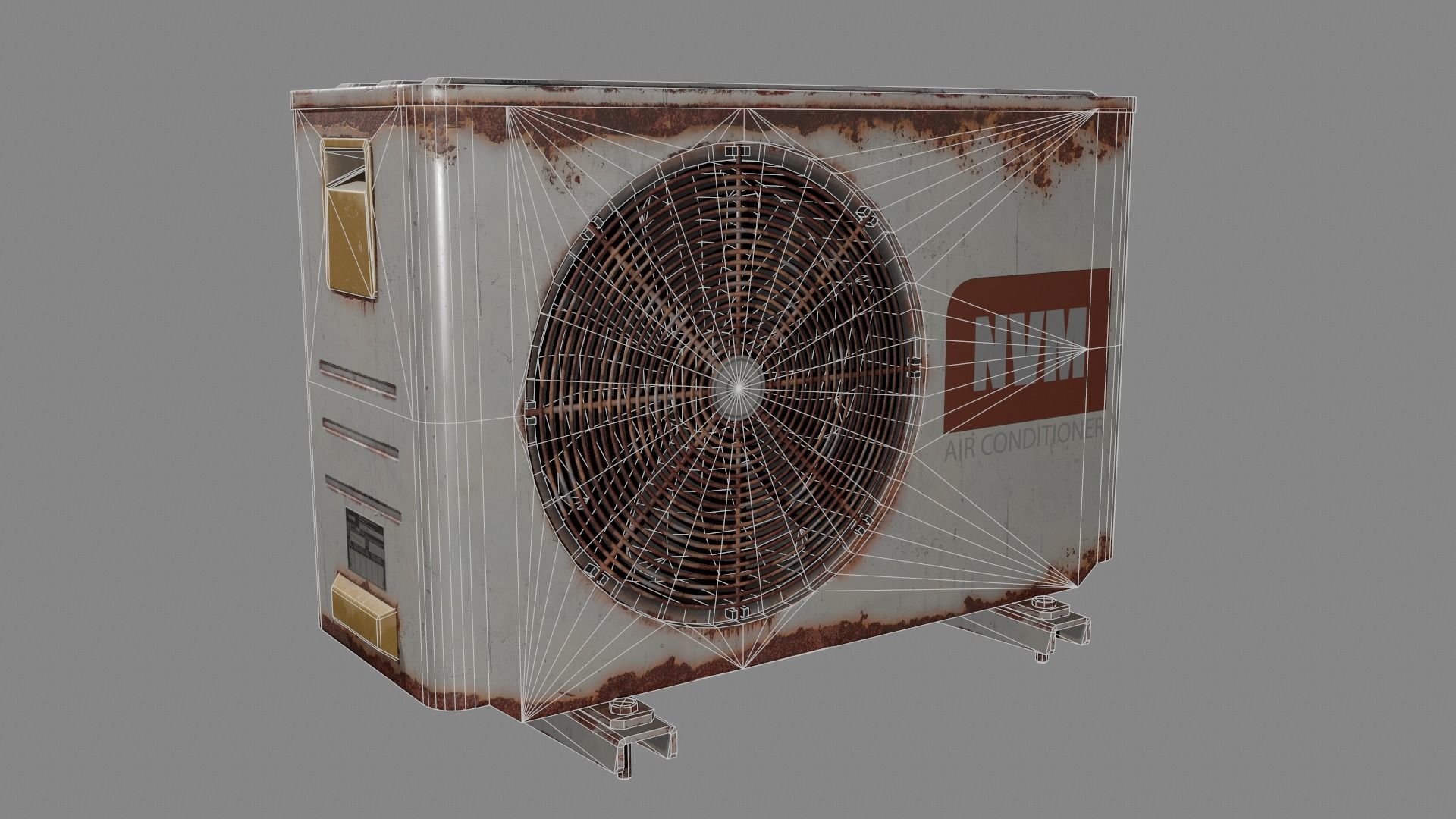Air Conditioner Unit Rusty Low-poly 3D model_14