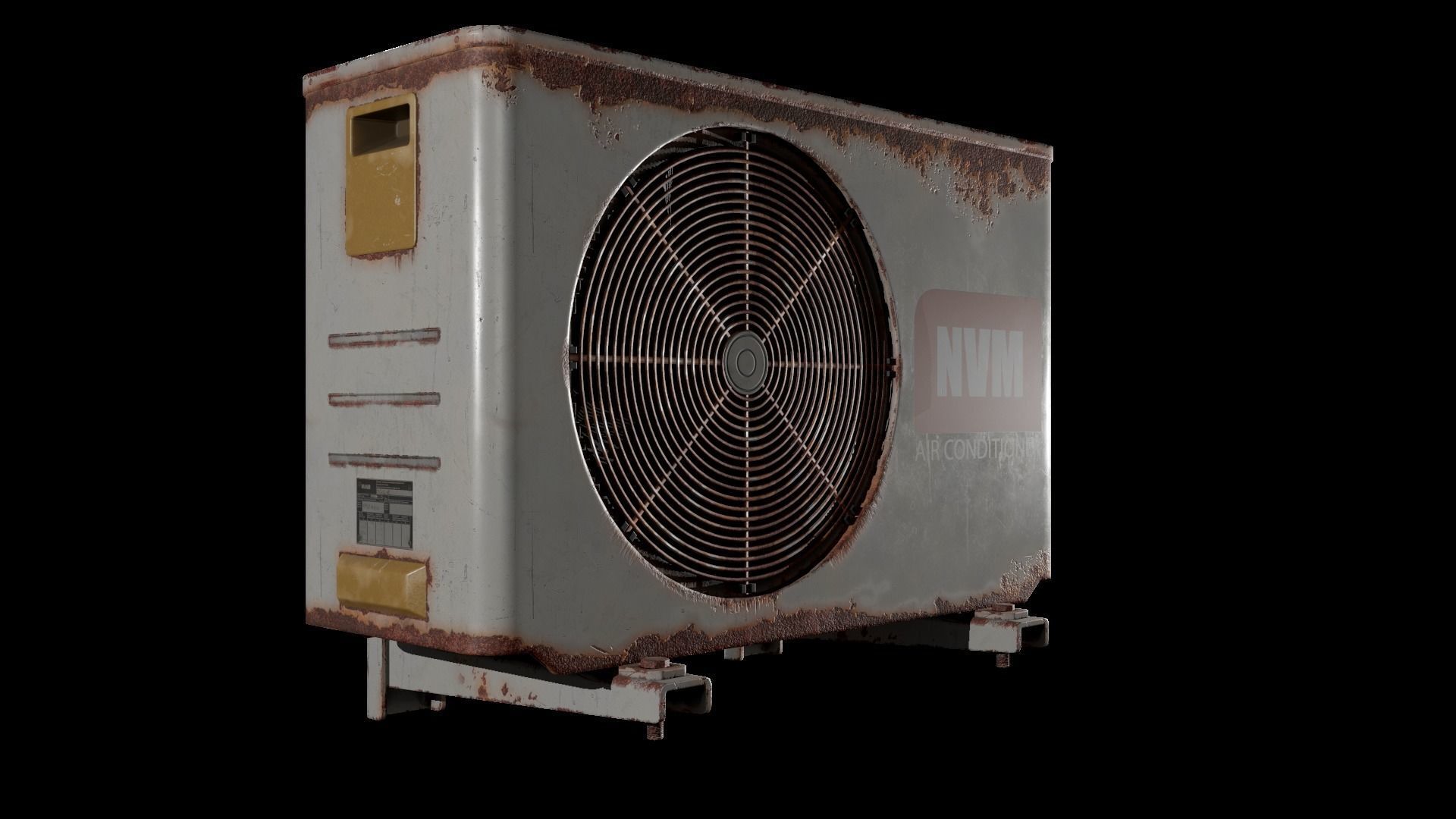 Air Conditioner Unit Rusty Low-poly 3D model_6