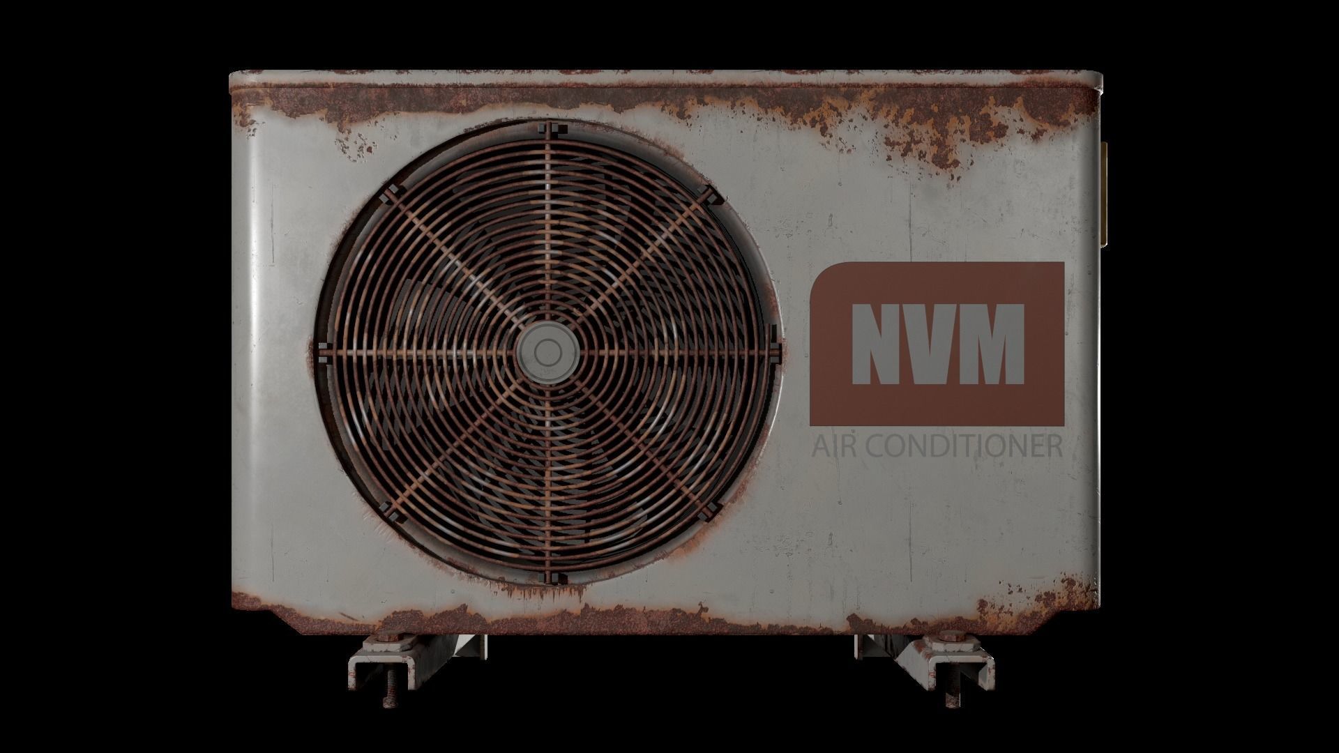 Air Conditioner Unit Rusty Low-poly 3D model_3