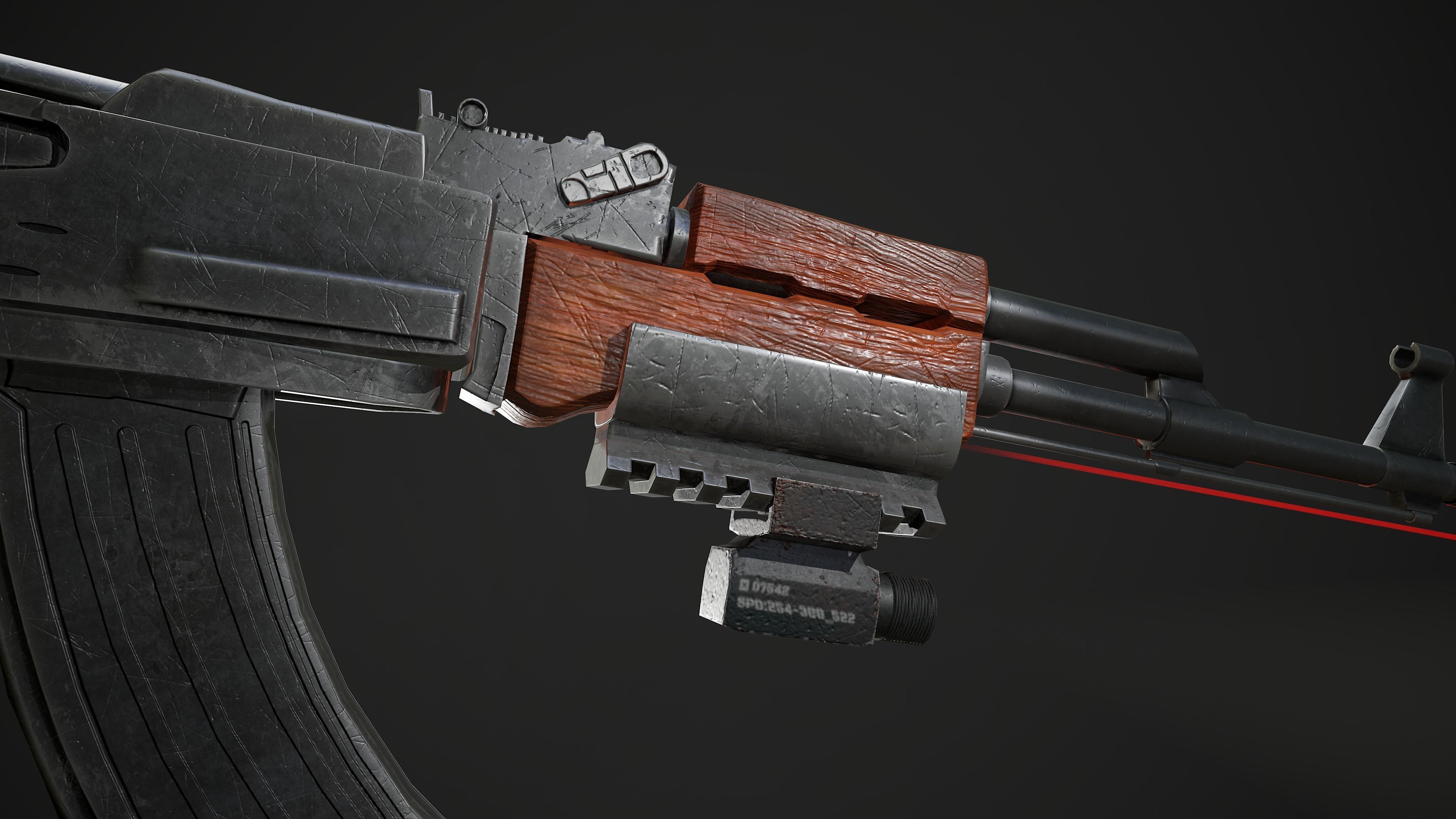 Gobline rifle Low-poly 3D model_13