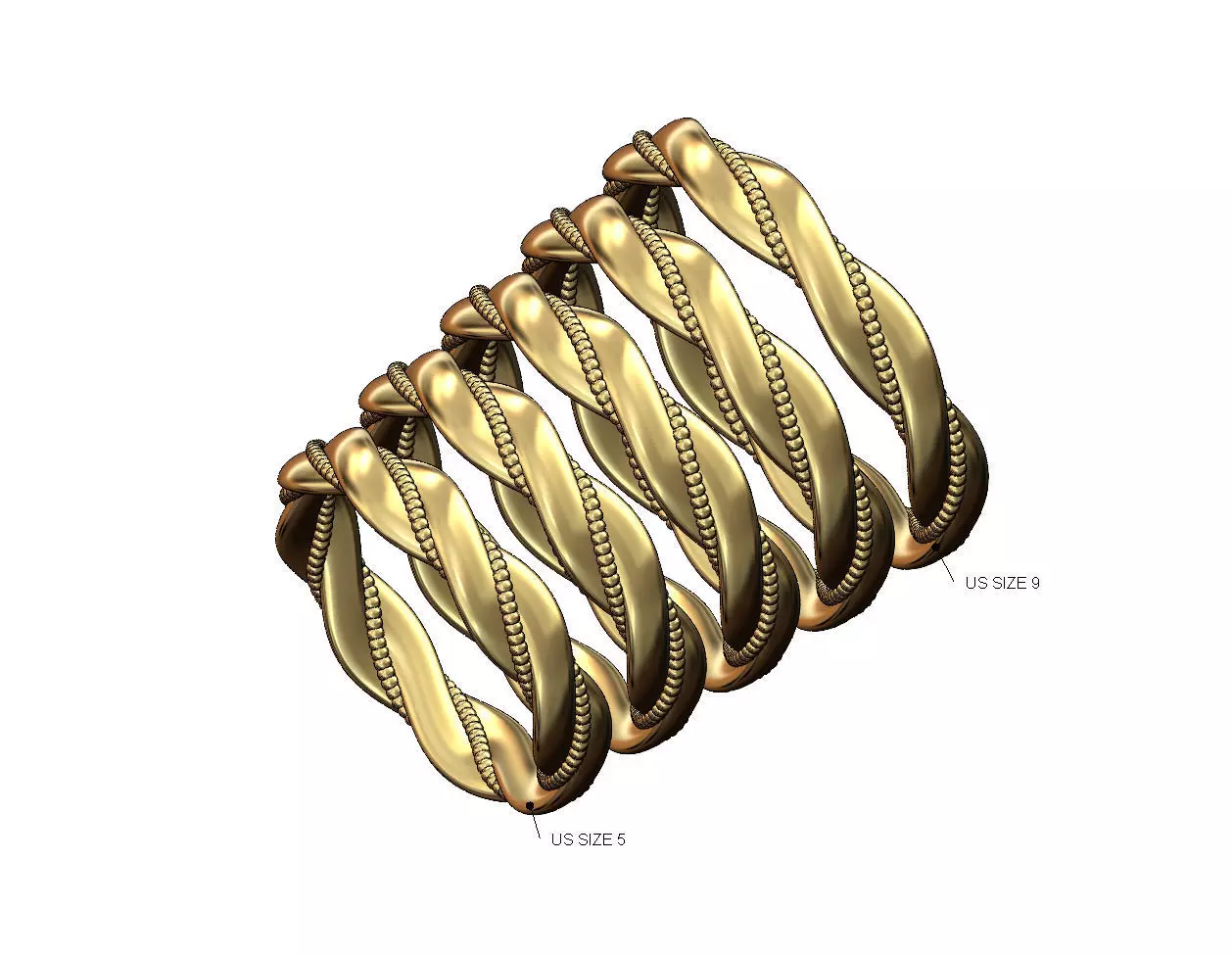 Beaded braided motif fashion band US sizes 5to9 3D print model