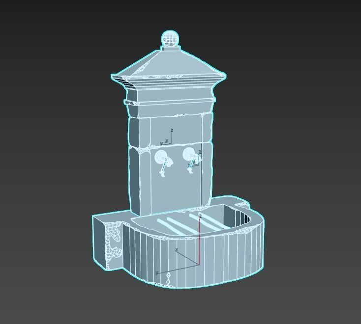 Old Public Fountain 3D model_7