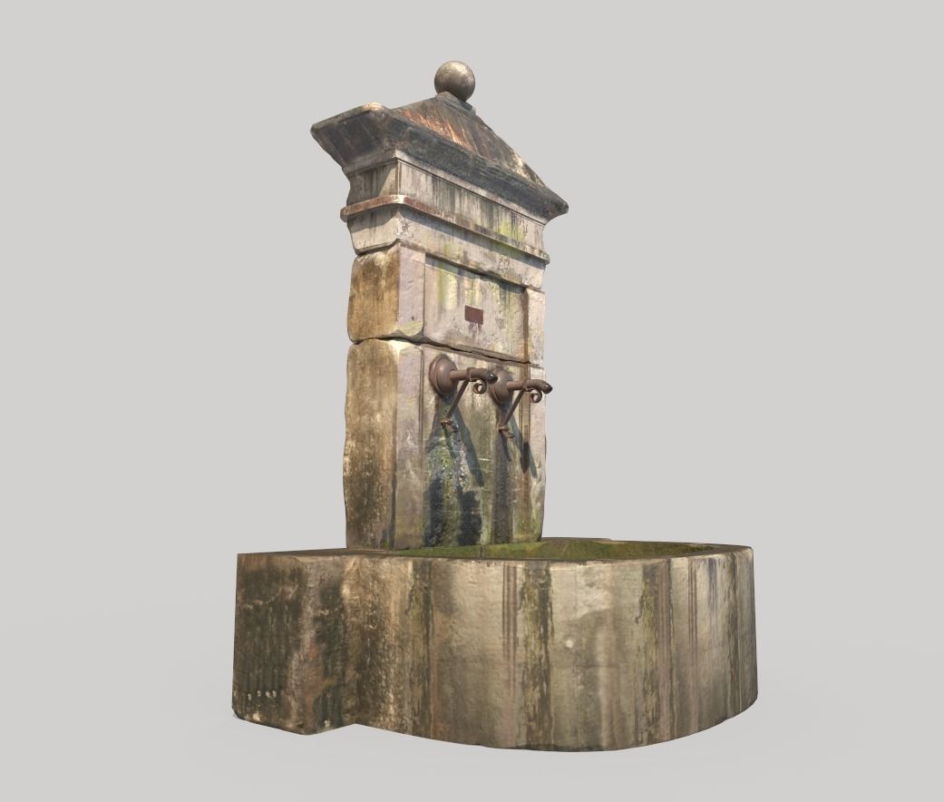 Old Public Fountain 3D model_2