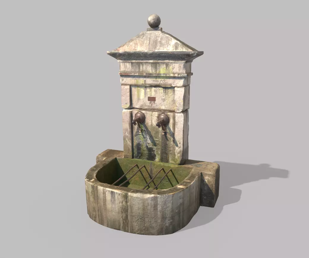 Old Public Fountain 3D model_0
