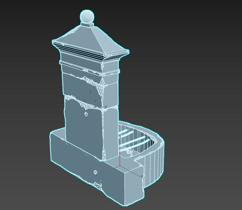Old Public Fountain 3D model_9