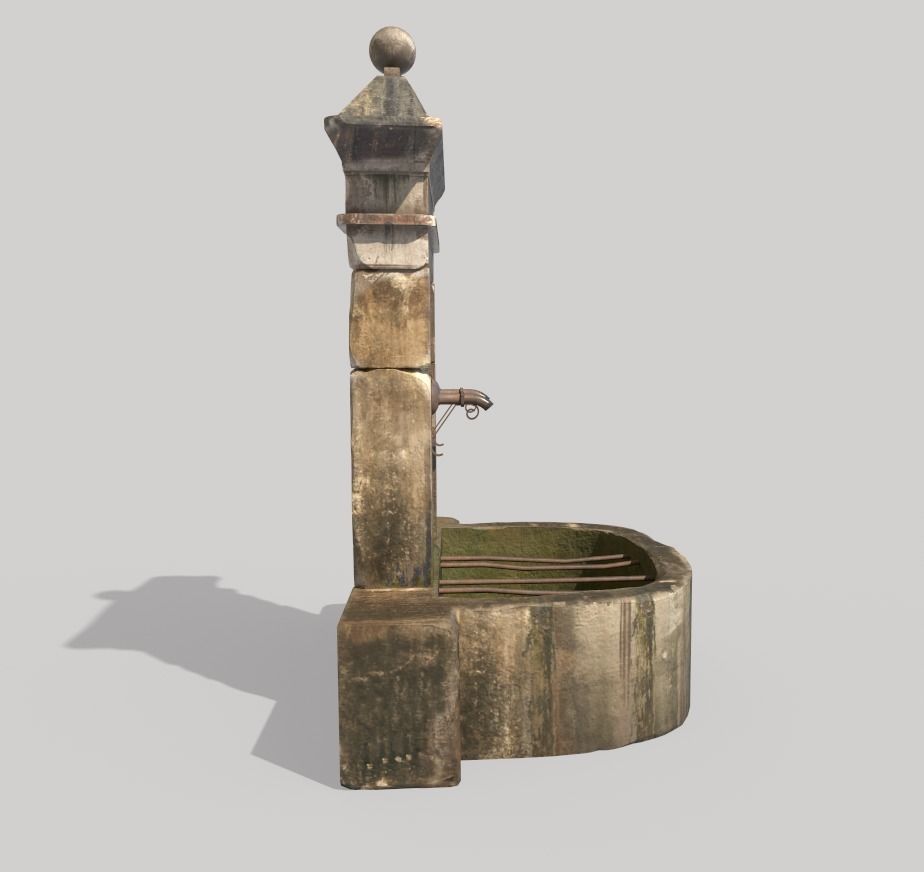 Old Public Fountain 3D model_3
