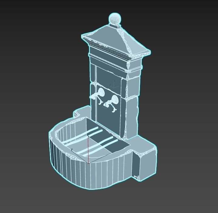 Old Public Fountain 3D model_10