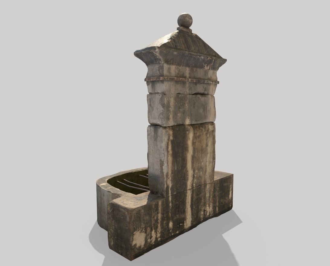 Old Public Fountain 3D model_4