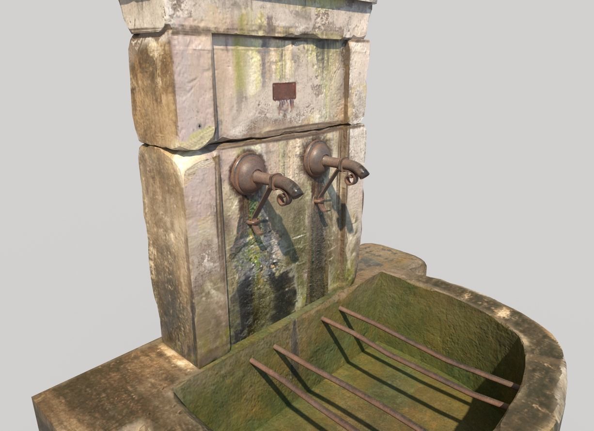 Old Public Fountain 3D model_6