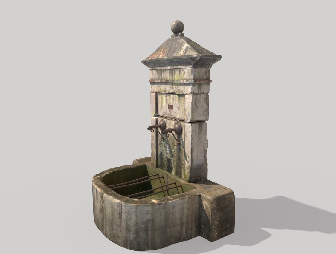 Old Public Fountain 3D model_5