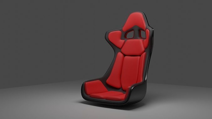 red sport bucket seat Low-poly 3D model