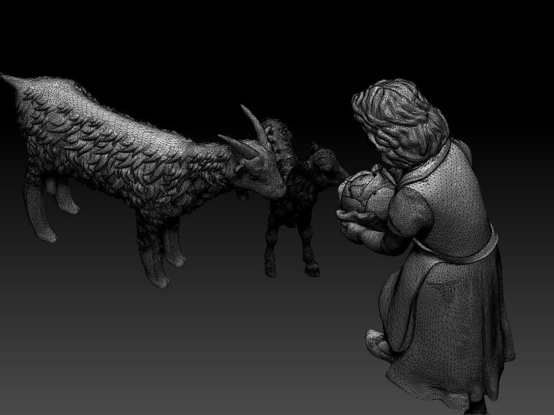 girl and goats 3D print model_56