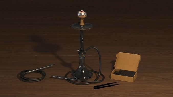 Hookah and box Low-poly 3D model