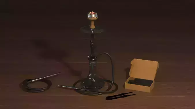 Hookah and box Low-poly 3D model